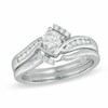 Thumbnail Image 1 of Previously Owned - 0.50 CT. T.W. Diamond Tilted Bypass Bridal Set in 10K White Gold