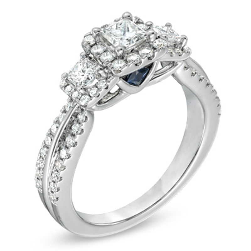 Previously Owned - Vera Wang Love Collection 0.95 CT. T.W. Diamond Three Stone Engagement Ring in 14K White Gold