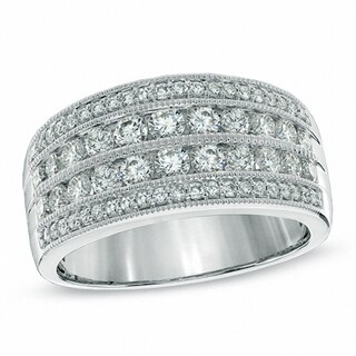 Previously Owned - 1.00 CT. T.W. Diamond Multi-Row Anniversary Band in 14K White Gold