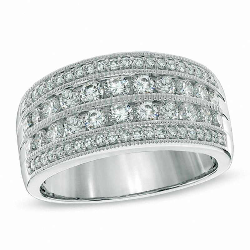 Previously Owned - 1.00 CT. T.W. Diamond Multi-Row Anniversary Band in 14K White Gold