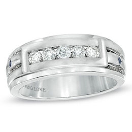 Previously Owned - Vera Wang Men's 0.45 CT. T.W. Diamond Wedding Band in 14K White Gold