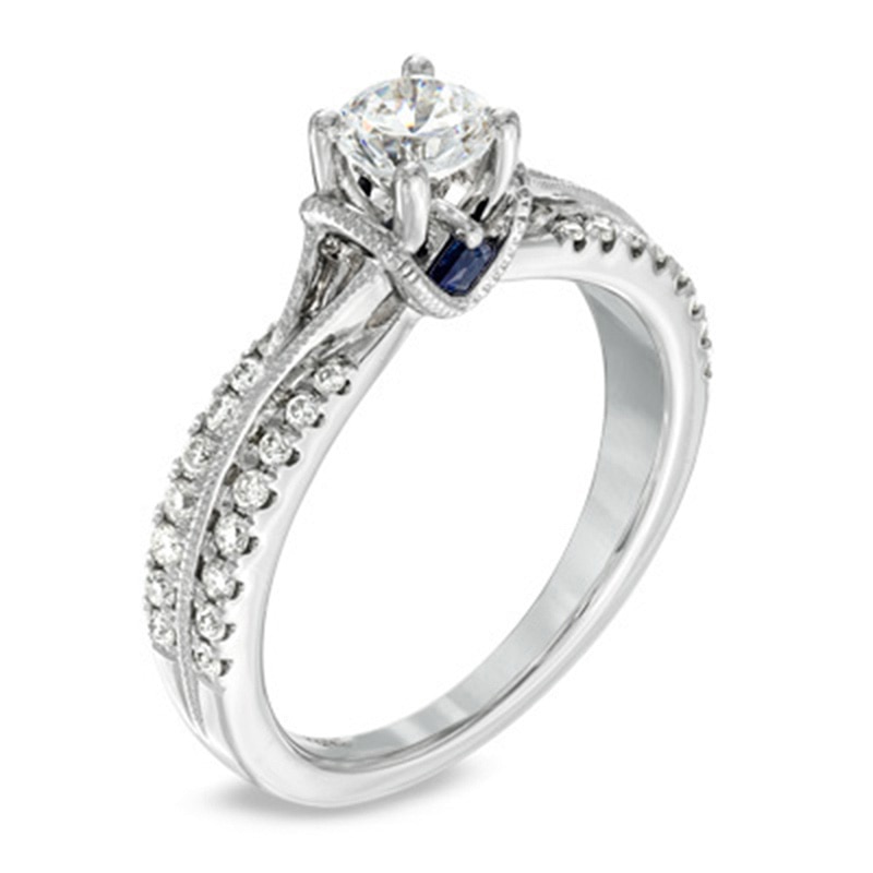 Previously Owned - Vera Wang Love Collection 0.70 CT. T.W. Diamond Split Shank Engagement Ring in 14K White Gold