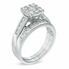Thumbnail Image 1 of Previously Owned - 0.95 CT. T.W. Diamond Square Cluster Bridal Set in 14K White Gold