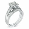 Thumbnail Image 1 of Previously Owned - 0.95 CT. T.W. Diamond Square Cluster Bridal Set in 14K White Gold