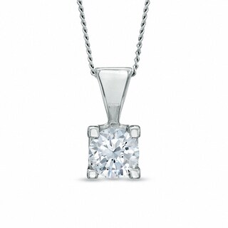 Previously Owned - 0.50 CT.  Diamond Solitaire Pendant in 14K White Gold (I/I2) - 17"
