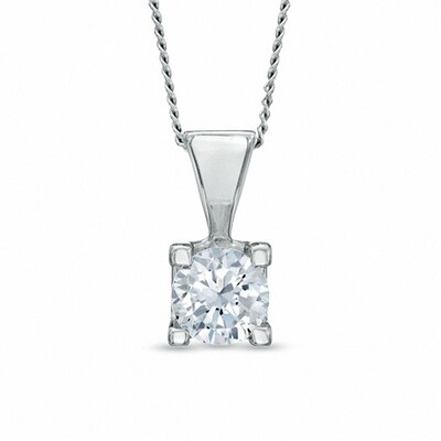 Previously Owned - 0.50 CT.  Diamond Solitaire Pendant in 14K White Gold (I/I2) - 17"