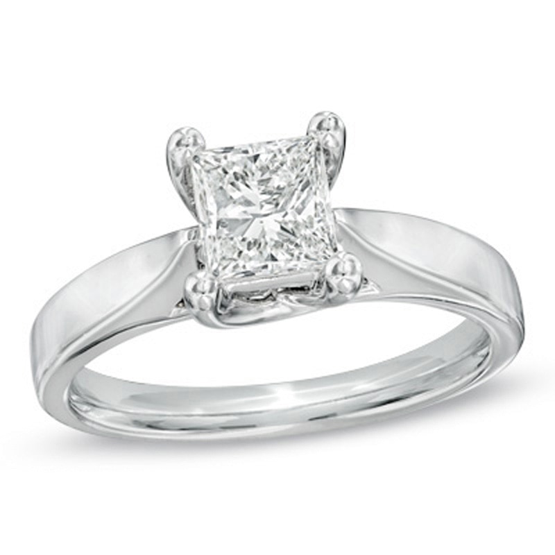 Previously Owned Celebration Ideal 1.00 CT. Princess-Cut Diamond Ring in 14K White Gold (I/I1