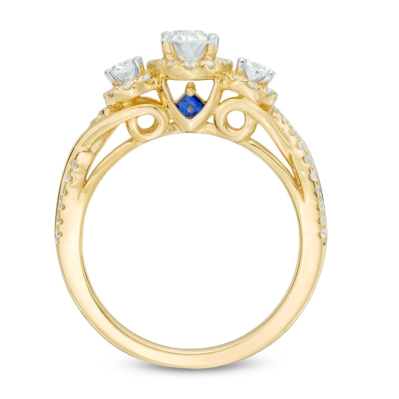 Previously Owned - Vera Wang Love Collection 0.95 CT. T.W. Oval Diamond Three Stone Engagement Ring in 14K Gold