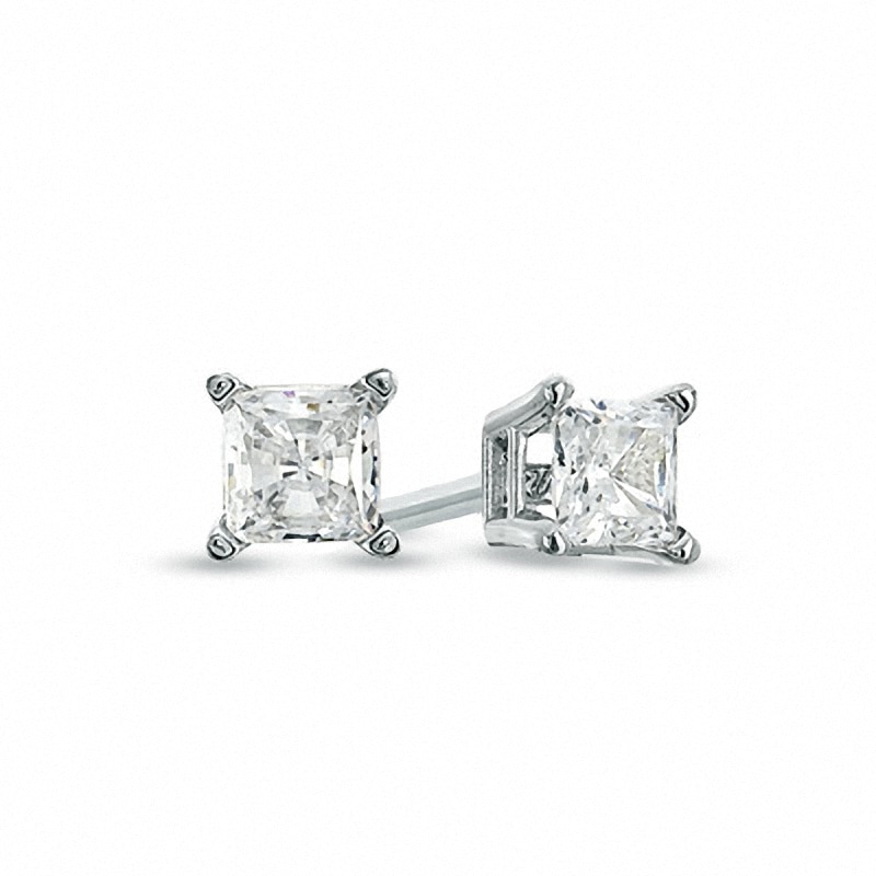 Previously Owned - Celebration  Grand™ 0.50 CT. T.W. Princess-Cut Diamond Solitaire Earrings in 14K White Gold