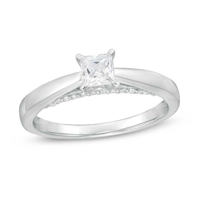 Previously Owned - Celebration Canadian Ideal 0.50 CT. Princess-Cut Diamond Solitaire Engagement Ring in 14K White Gold