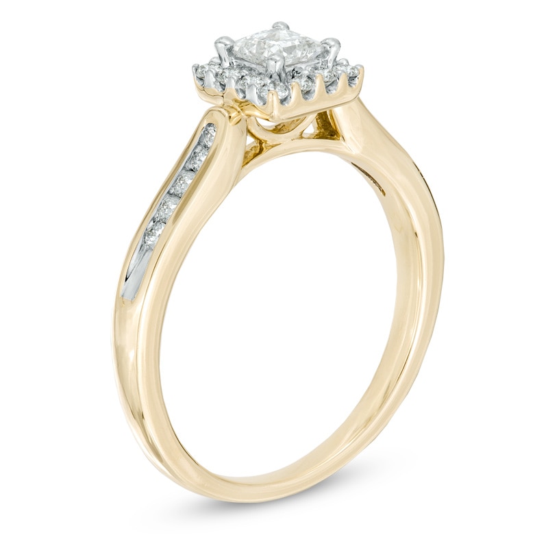Previously Owned - 0.50 CT. T.W. Princess-Cut Diamond Frame Engagement Ring in 14K Gold