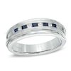 Thumbnail Image 0 of Previously Owned - Vera Wang Love Collection Men's Square Blue Sapphire and 0.18 CT. T.W. Diamond Band in 14K White Gold