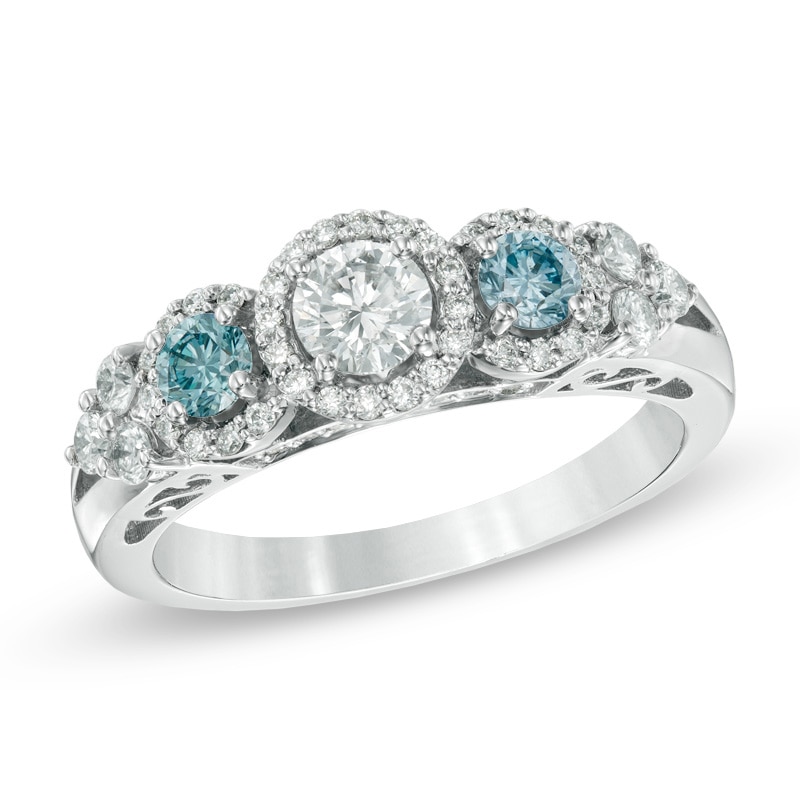 Previously Owned - 1.00 CT. T.W. Canadian Diamond Three Stone Engagement Ring in 14K White Gold (I/I2)|Peoples Jewellers