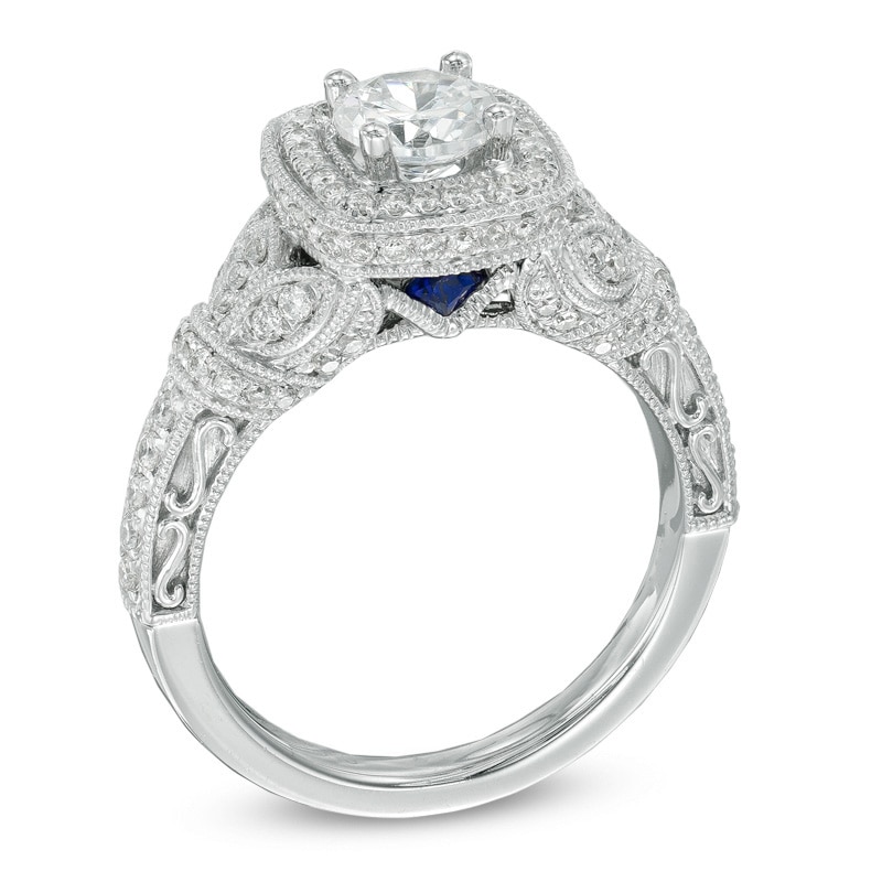 Main Image 2 of Previously Owned - Vera Wang Love Collection 1.20 CT. T.W. Diamond Frame Vintage-Style Ring in 14K White Gold