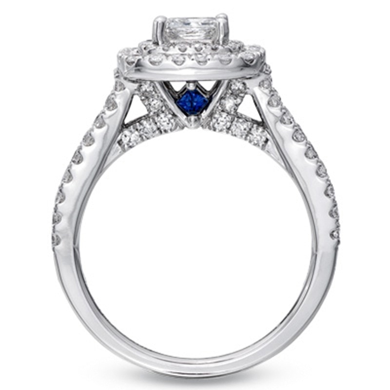 Previously Owned - Vera Wang Love Collection 1.45 CT. T.W. Diamond Frame Split Shank Engagement Ring in 14K White Gold
