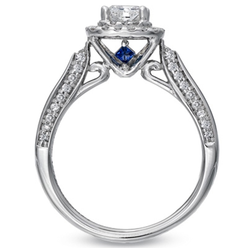 Previously Owned - Vera Wang Love Collection 0.83 CT. T.W. Princess-Cut Diamond Frame Engagement Ring in 14K White Gold