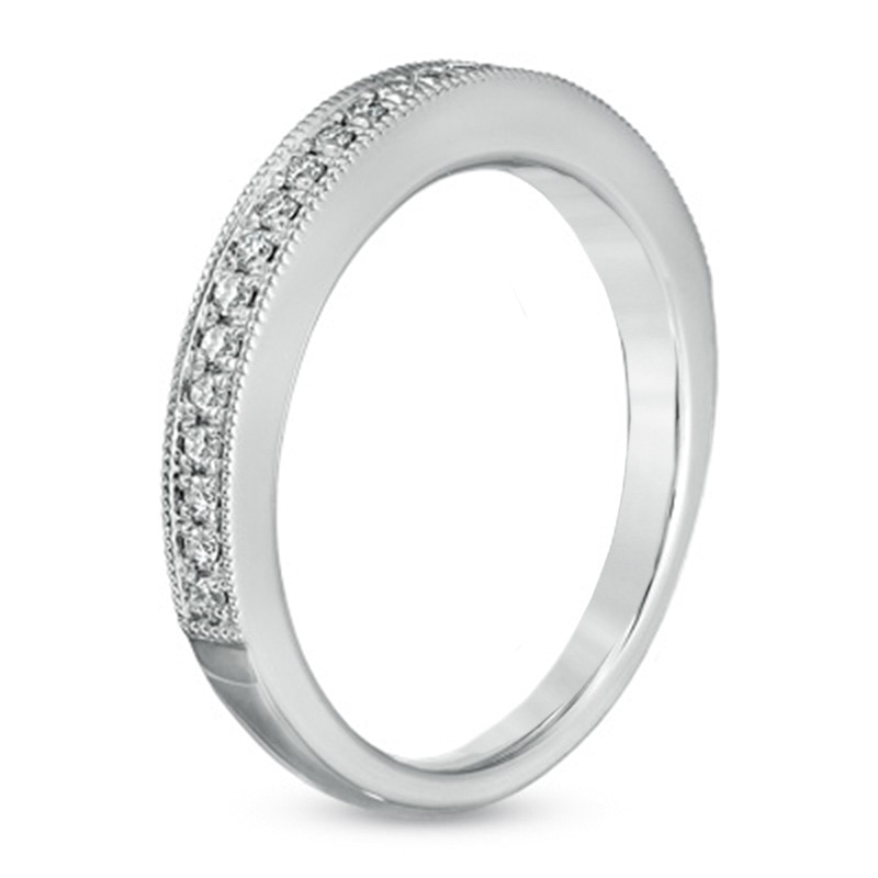 Previously Owned - Vera Wang Love Collection 0.19 CT. T.W. Diamond Milgrain Wedding Band in 14K White Gold