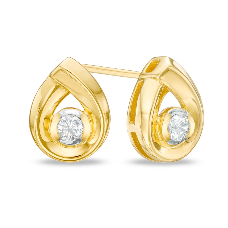 Previously Owned - 0.20 CT. T.W. Canadian Diamond Solitaire Teardrop Stud Earrings in 14K Gold (I/I2)|Peoples Jewellers