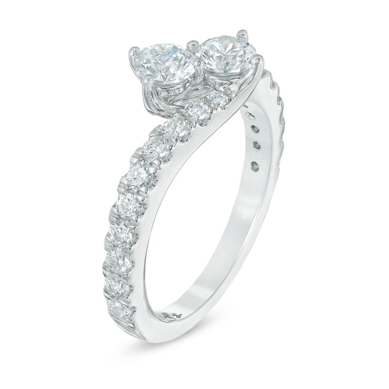 Main Image 3 of Previously Owned - Ever Us™ 0.50 CT. T.W. Two-Stone Diamond Bypass Ring in 14K White Gold