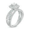 Previously Owned - 0.96 CT. T.W. Princess-Cut Diamond Frame Crossover Shank Bridal Set in 14K White Gold
