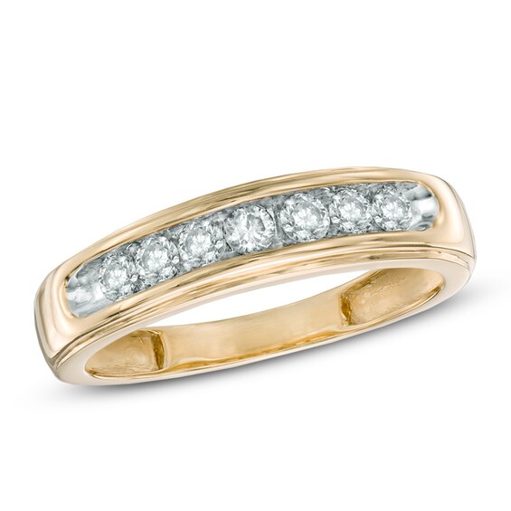 Previously Owned - Men's 0.50 CT. T.W. Diamond Comfort Fit Anniversary Band in 10K Gold