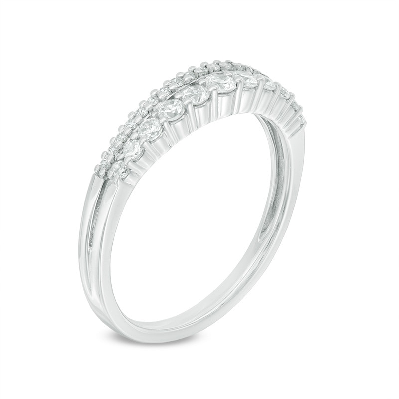 Previously Owned - 0.40 CT. T.W. Diamond Double Row Band in 14K White Gold