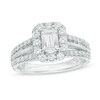 Thumbnail Image 1 of Previously Owned -  1.50 CT. T.W. Emerald-Cut Diamond Frame Engagement Ring in 14K White Gold
