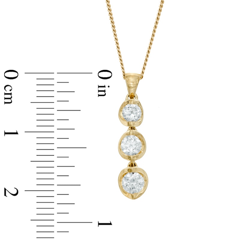 Main Image 2 of Previously Owned - 0.50 CT. T.W. Diamond Three Stone Drop Pendant in 14K Gold (I/I2) - 17"