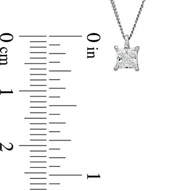 Main Image 2 of Previously Owned - 0.30 CT. Princess-Cut  Diamond Pendant in 14K White Gold (I/I2) - 17"
