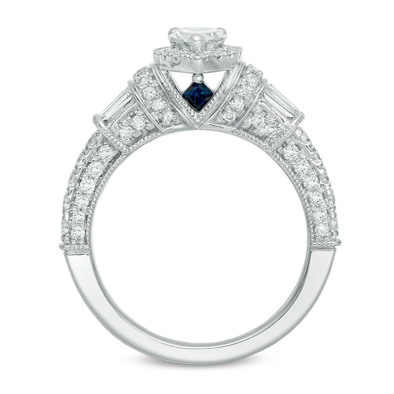 Main Image 3 of Previously Owned - Vera Wang Love Collection 1.18 CT. T.W. Pear-Shaped Diamond Frame Engagement Ring in 14K White Gold