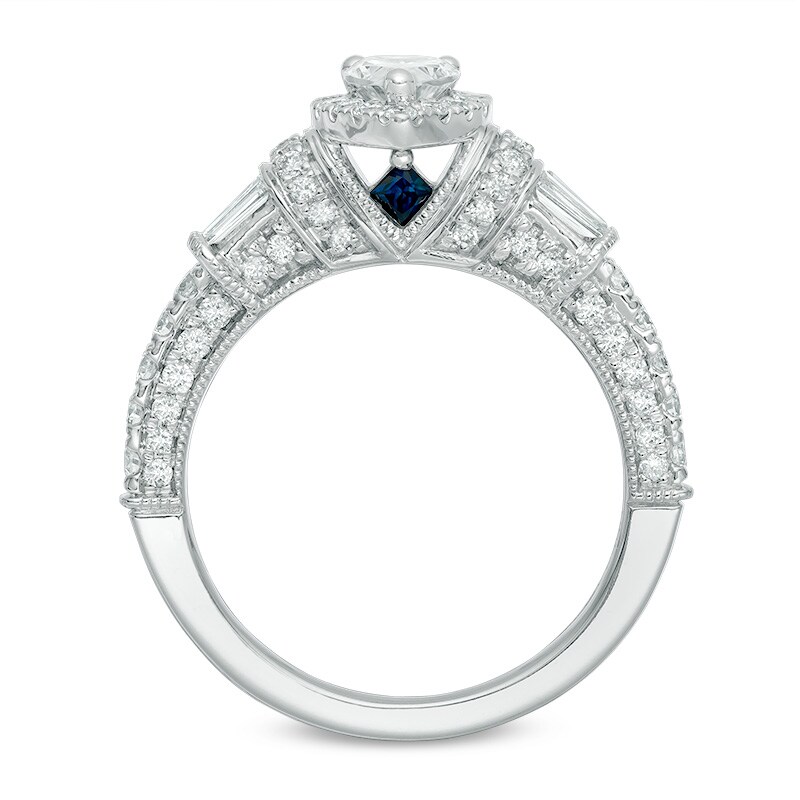 Previously Owned - Vera Wang Love Collection 1.18 CT. T.W. Pear-Shaped Diamond Frame Engagement Ring in 14K White Gold