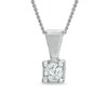 Previously Owned - 0.10 CT.  Diamond Square-Set Solitaire Pendant in 14K White Gold - 17"(I/I2)