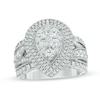 Thumbnail Image 0 of Previously Owned - 2.00 CT. T.W. Composite Diamond Pear-Shaped Frame Engagement Ring in 14K White Gold