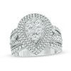 Thumbnail Image 0 of Previously Owned - 2.00 CT. T.W. Composite Diamond Pear-Shaped Frame Engagement Ring in 14K White Gold