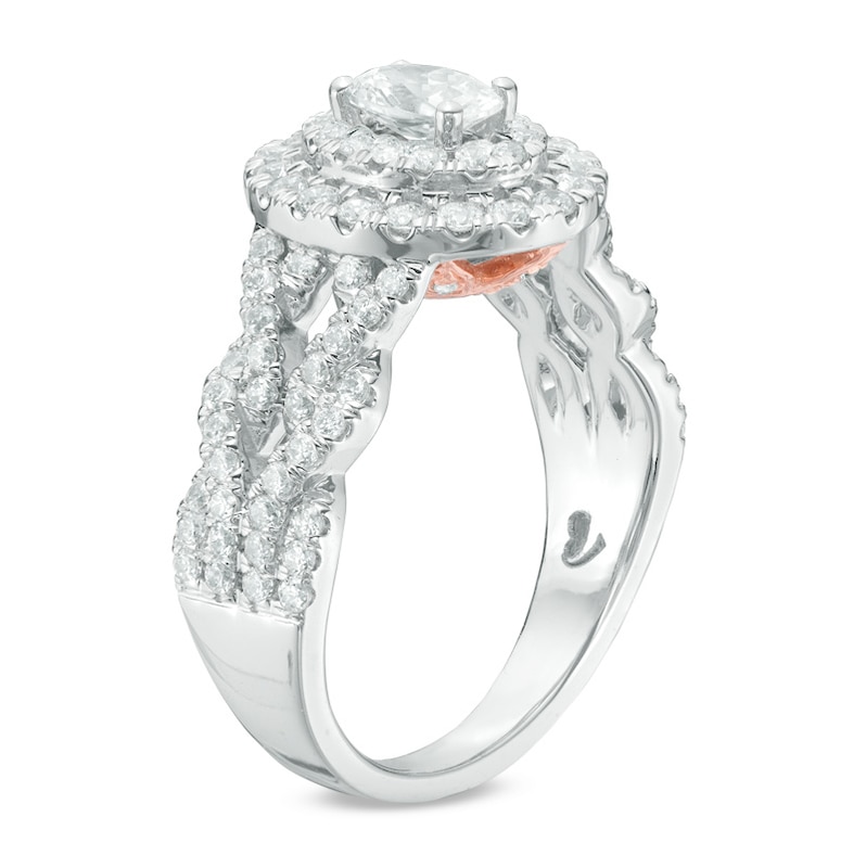 Previously Owned - Love's Destiny by Peoples 1.50 CT. T.W. Oval Diamond Engagement Ring in 14K White Gold (I/SI2)