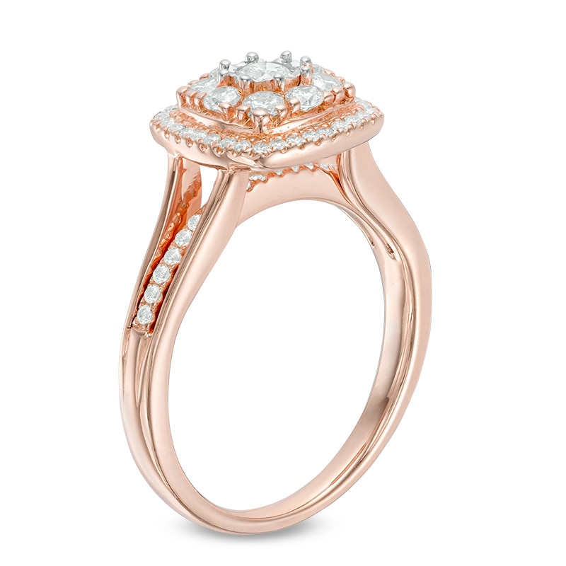 Previously Owned - 0.45 CT. T.W. Composite Diamond Cushion Frame Engagement Ring in 10K Rose Gold