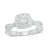 Thumbnail Image 0 of Previously Owned - 0.50 CT. T.W. Diamond Double Cushion Frame Twist Engagement Ring in 10K White Gold