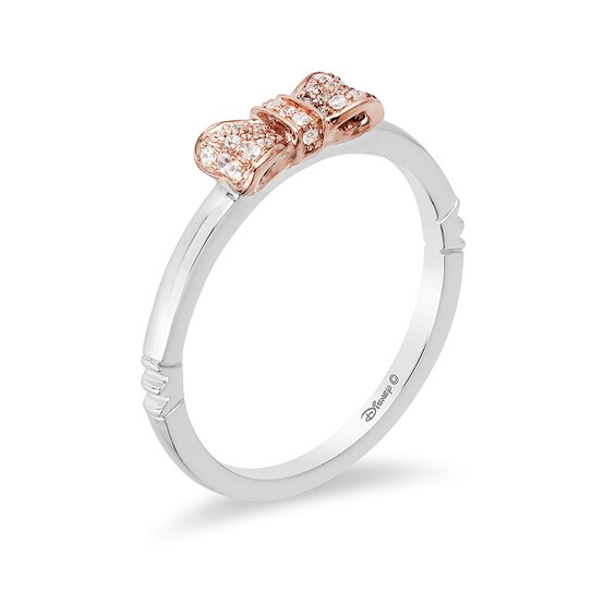 Previously Owned - Enchanted Disney Snow White 0.09 CT. T.W. Diamond Bow Anniversary Band in 14K Two-Tone Gold