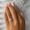 Thumbnail Image 3 of Previously Owned - 0.10 CT. T.W. Composite Diamond Frame Twist Ribbon Interlocking Bridal Set in 10K Two-Tone Gold
