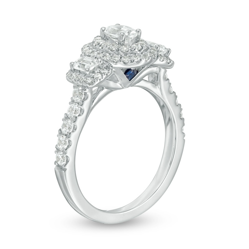 Previously Owned - Vera Wang Love Collection 1.23 CT. T.W. Oval Diamond Three Stone Engagement Ring in 14K White Gold