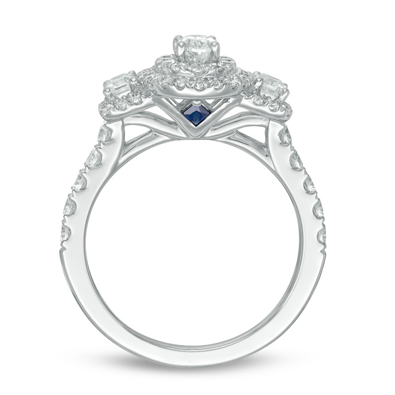 Previously Owned - Vera Wang Love Collection 1.23 CT. T.W. Oval Diamond Three Stone Engagement Ring in 14K White Gold