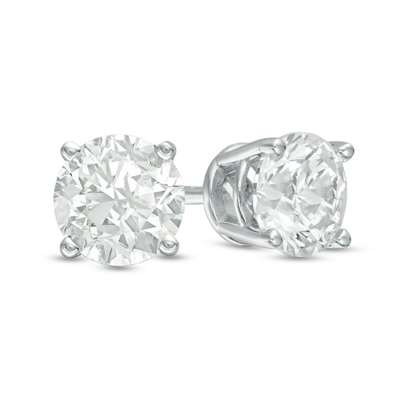 Previously Owned - 0.10 CT. T.W. Diamond Solitaire Stud Earrings in 14K White Gold