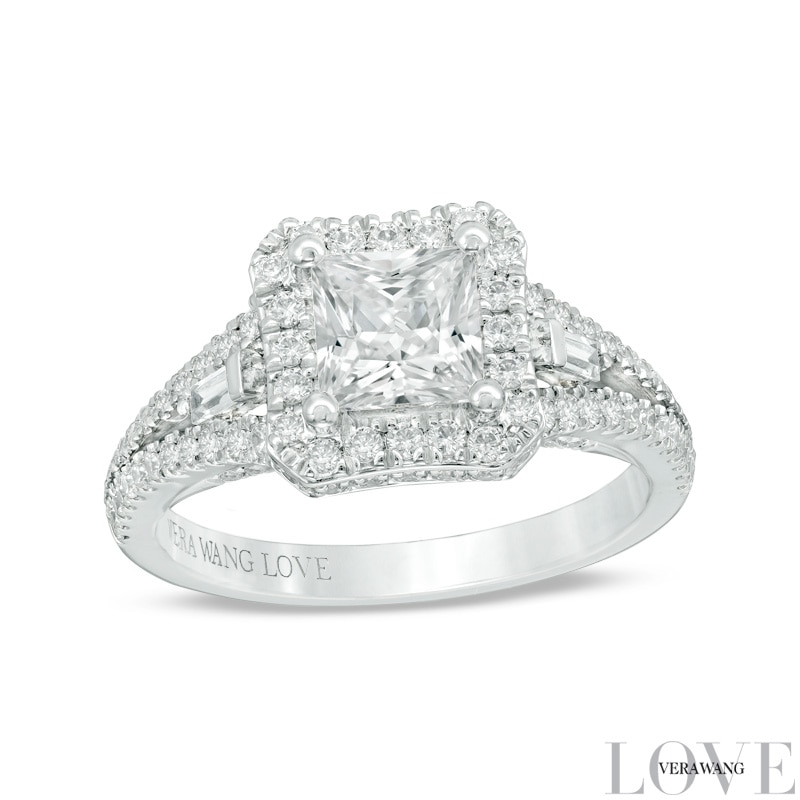 Previously Owned - Vera Wang Love Collection 1.69 CT. T.W. Diamond Frame Engagement Ring 14K White Gold (I/SI2)