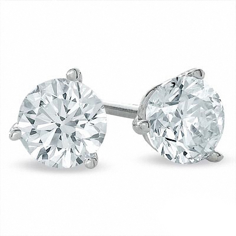 Main Image 1 of Previously Owned - 0.50 CT. T.W. Diamond Solitaire Stud Earrings in 14K White Gold (I/I2)