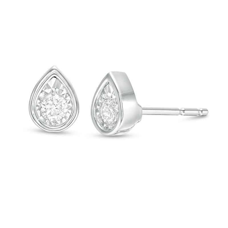 Previously Owned - 0.10 CT. T.W. Diamond Solitaire Pear-Shaped Stud Earrings in 10K White Gold