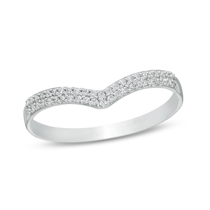 Previously Owned - 0.10 CT. T.W. Diamond Chevron Band 10K White Gold