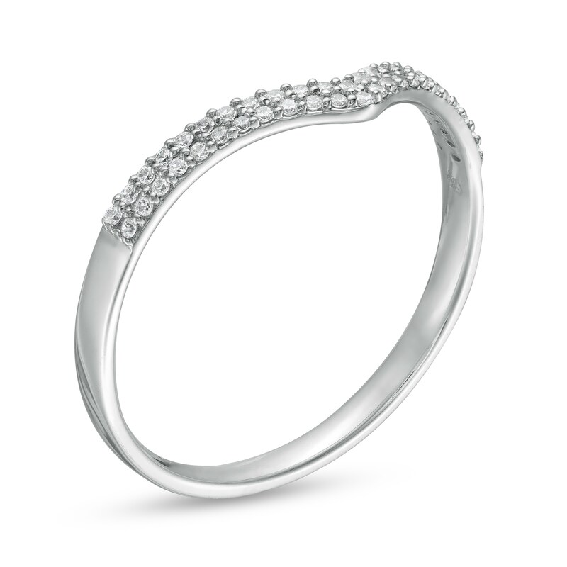 Previously Owned - 0.10 CT. T.W. Diamond Chevron Band 10K White Gold