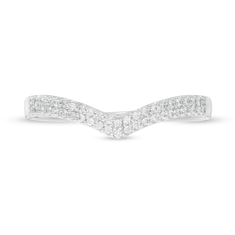 Previously Owned - 0.10 CT. T.W. Diamond Chevron Band 10K White Gold
