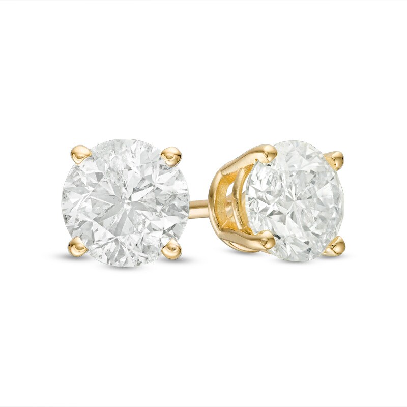 Main Image 1 of Previously Owned - 0.50 CT. T.W. Diamond Solitaire Stud Earrings in 14K Gold (J/I2)