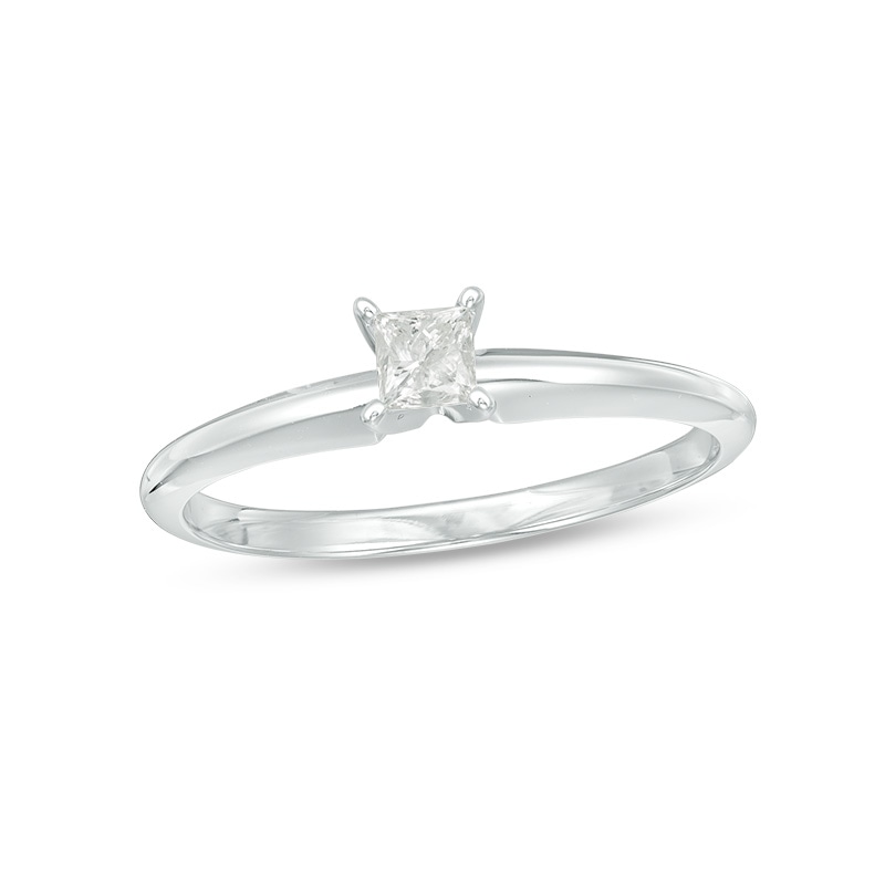 Previously Owned - 0.20 CT. Princess-Cut Diamond Solitaire Engagement Ring in 14K White Gold